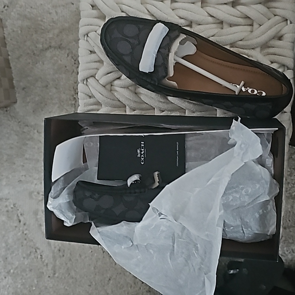 Brand new coach black and gray printed loafers, size 8 - Picture 2 of 5